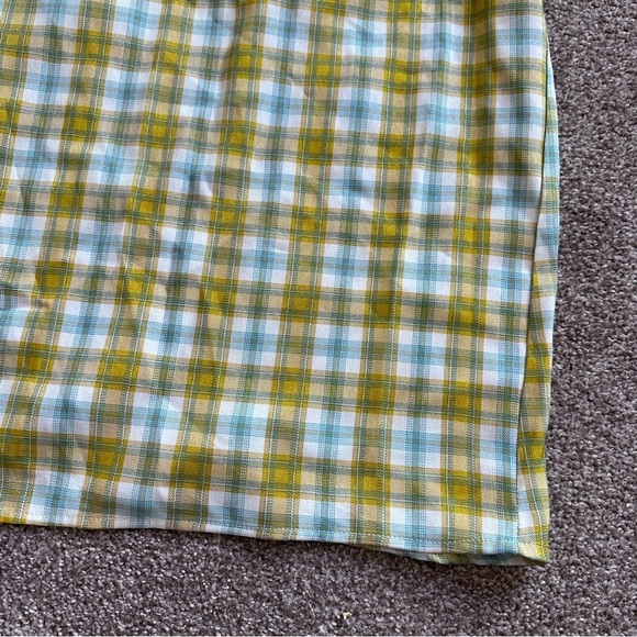 Cider Yellow White Plaid Bow Side Midi Skirt Women’s Plus Size 2X Twee Academia - Picture 15 of 16